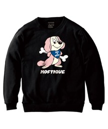 Moftique(モフティック) トレーナー レディース スウェット アニマル 犬 ドッグ イラスト ロゴ プリント スウェットシャツ スエット プルオーバー トップス ユニセックス