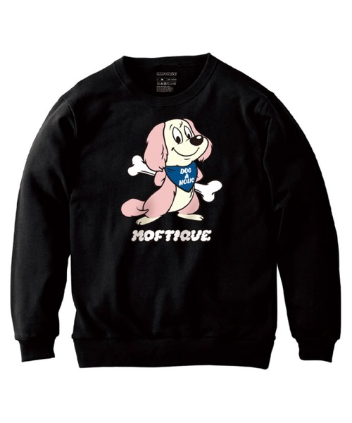 Moftique(モフティック)の「Moftique(モフティック) トレーナー レディース スウェット アニマル 犬 ドッグ イラスト ロゴ プリント スウェットシャツ スエット プルオーバー トップス ユニセックス(スウェット・レディース・ブラック系1/ホワイト系1/ブラック系2/ホワイト系2・XS/S)」の4枚目の写真