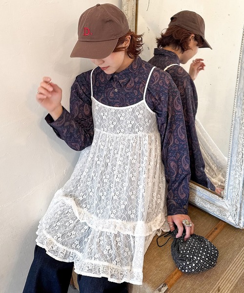 DOUBLE NAME（ダブルネーム）の「オリジナルペイズリープリント長袖シャツ（シャツ/ブラウス・レディース・オフホワイト/ネイビー/ブラウン・FREE）」の15枚目の写真