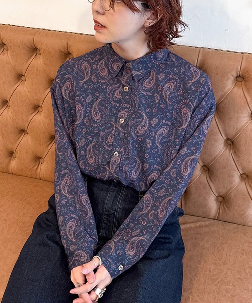 DOUBLE NAME（ダブルネーム）の「オリジナルペイズリープリント長袖シャツ（シャツ/ブラウス・レディース・オフホワイト/ネイビー/ブラウン・FREE）」の17枚目の写真