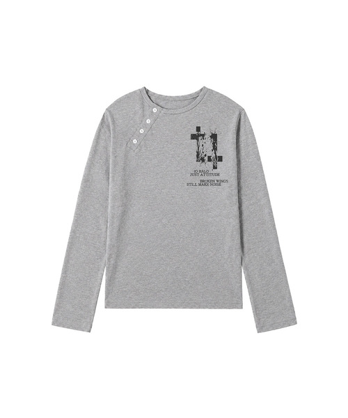 VENHIT(ベンヒット)の「BROKENWINGS アンバランスロングスリーブ(Tシャツ/カットソー・レディース・ホワイト/ブラック/グレー・MEDIUM/LARGE)」の3枚目の写真