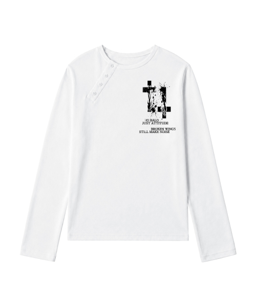 VENHIT(ベンヒット)の「BROKENWINGS アンバランスロングスリーブ(Tシャツ/カットソー・レディース・ホワイト/ブラック/グレー・MEDIUM/LARGE)」の4枚目の写真