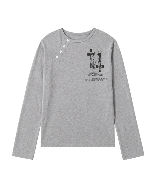 VENHIT(ベンヒット)の「BROKENWINGS アンバランスロングスリーブ(Tシャツ/カットソー・レディース・ホワイト/ブラック/グレー・MEDIUM/LARGE)」の5枚目の写真