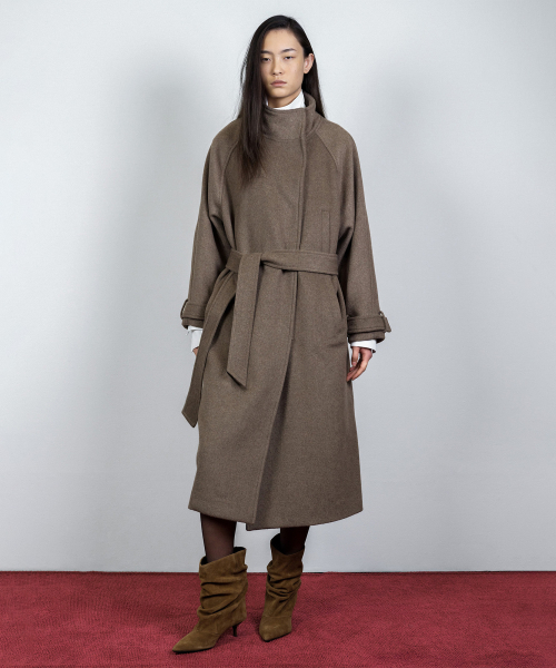 NACHE(ナチェ)の「ASYMMETRIC ZIP WOOL LONG COAT BROWN(ダッフルコート・レディース・その他・FREE)」の1枚目の写真