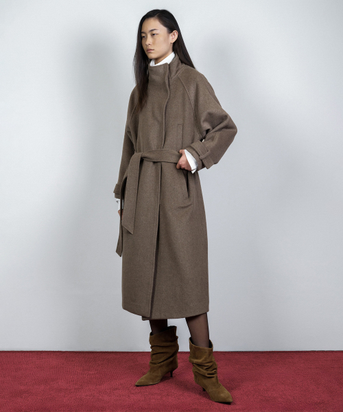 NACHE(ナチェ)の「ASYMMETRIC ZIP WOOL LONG COAT BROWN(ダッフルコート・レディース・その他・FREE)」の2枚目の写真