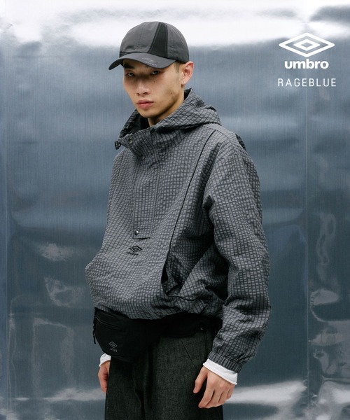 UMBRO(アンブロ)の「【umbro/アンブロ】コラボ/チェック柄アノラックパーカー(テーラードジャケット・メンズ・グレー/ブラウン・FREE)」の1枚目の写真