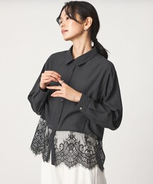 【WEB限定】<at ease>スソ レース ロングスリーブ ブラウス UVカット