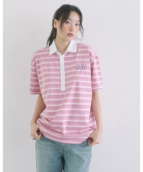 HAVISM（ヘビズム）の「OVERSIZE RUGBY S/S TEE(PINK)（ポロシャツ・レディース・その他・FREE）」の5枚目の写真