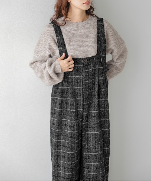 La-gemme(ラジェム)の「ツイード調フロントタッククラシカルワイドサロペット /体型カバー(サロペット/オーバーオール・レディース・ブラック系その他/グレー/ブラック/ブラウン系その他/グレー系その他・フリー)」の14枚目の写真