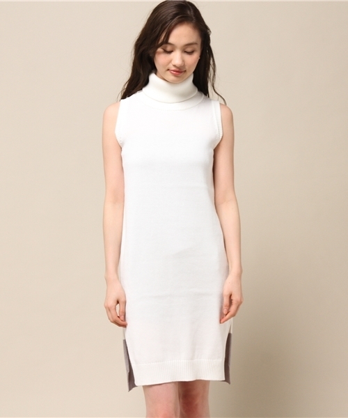 LOVELESS WOMENS（ラブレス　ウィメンズ）の「【LOVELESS】WOMENS オフタートルノースリーブニット（ニット/セーター・レディース・ホワイト/ベージュ/ネイビー・36/34）」の4枚目の写真