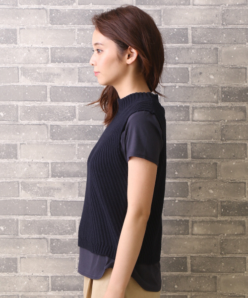 MYSELF ABAHOUSE(マイセルフアバハウス)の「バイヤスリブベスト(ニット/セーター・レディース・グレー/ネイビー/ブラウン・FREE)」の5枚目の写真
