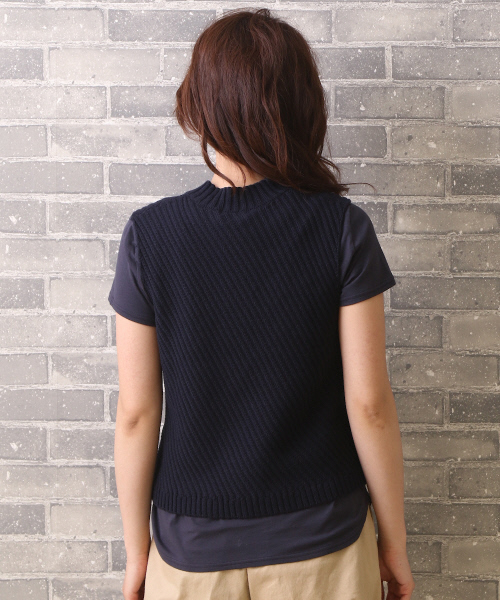 MYSELF ABAHOUSE(マイセルフアバハウス)の「バイヤスリブベスト(ニット/セーター・レディース・グレー/ネイビー/ブラウン・FREE)」の6枚目の写真