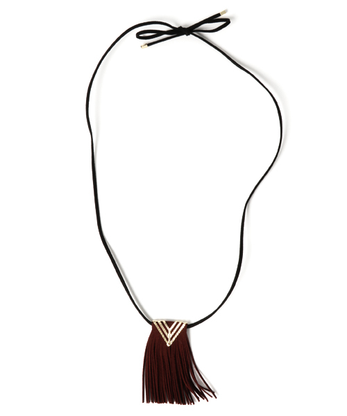 INTERPLANET WINGS(インタープラネットウィング)の「スエードフリンジネックレス(ネックレス・レディース・グレー/キャメル/ワイン・フリー)」の3枚目の写真