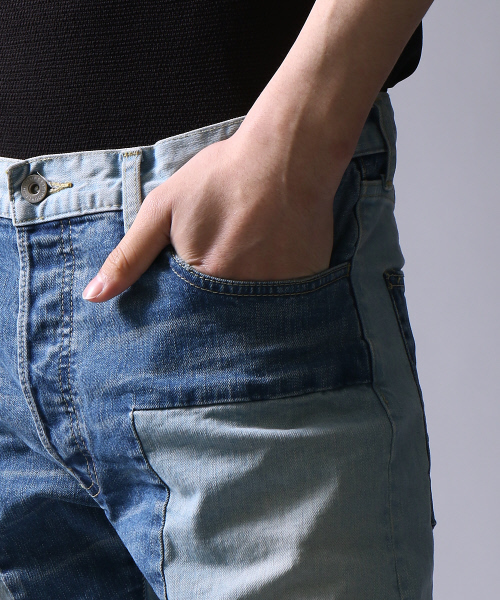 5351 POUR LES HOMMES(ゴーサンゴーイチプールオム)の「ルーズテーパードパッチワークデニム(デニムパンツ・メンズ・インディゴブルー・44/46/48)」の8枚目の写真