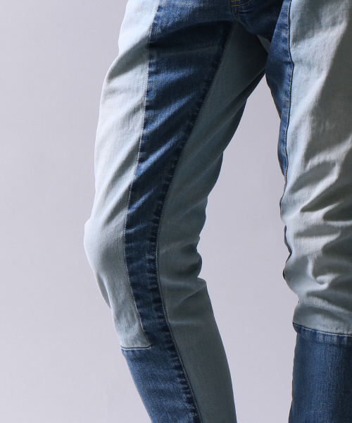 5351 POUR LES HOMMES(ゴーサンゴーイチプールオム)の「ルーズテーパードパッチワークデニム(デニムパンツ・メンズ・インディゴブルー・44/46/48)」の10枚目の写真