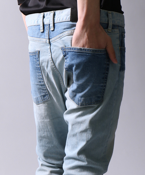 5351 POUR LES HOMMES(ゴーサンゴーイチプールオム)の「ルーズテーパードパッチワークデニム(デニムパンツ・メンズ・インディゴブルー・44/46/48)」の2枚目の写真