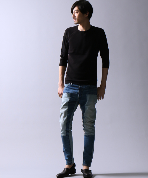 5351 POUR LES HOMMES(ゴーサンゴーイチプールオム)の「ルーズテーパードパッチワークデニム(デニムパンツ・メンズ・インディゴブルー・44/46/48)」の4枚目の写真
