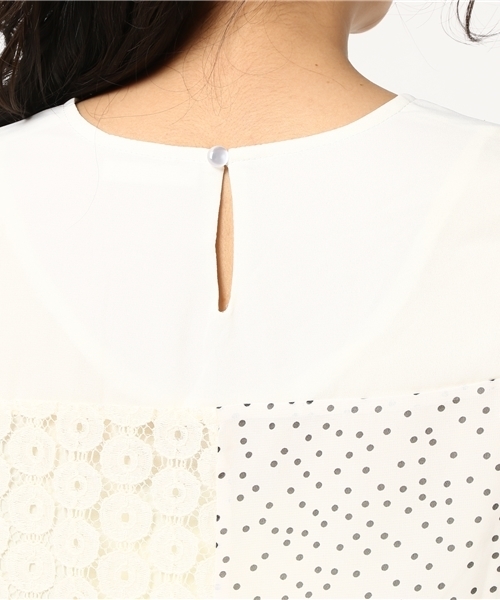 merlot plus（メルロープリュス）の「異素材パッチワークブラウス5800（シャツ/ブラウス・レディース・ブラック/ベージュ・FREE）」の7枚目の写真