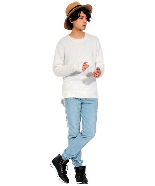 8(eight)(エイト)の「ライン入り スキニーデニム ジーンズ ジョガーパンツ (デニムパンツ・メンズ・サックスブルー/ブルー・MEDIUM/LARGE)」の8枚目の写真