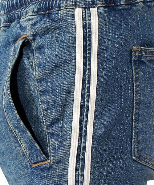8(eight)(エイト)の「ライン入り スキニーデニム ジーンズ ジョガーパンツ (デニムパンツ・メンズ・サックスブルー/ブルー・MEDIUM/LARGE)」の10枚目の写真