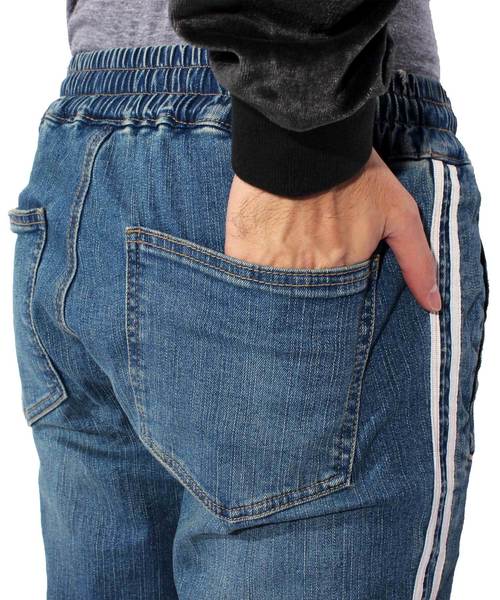 8(eight)(エイト)の「ライン入り スキニーデニム ジーンズ ジョガーパンツ (デニムパンツ・メンズ・サックスブルー/ブルー・MEDIUM/LARGE)」の18枚目の写真