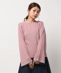 ワードローブに加えたい着回し力バツグンの優秀item！ヘム配色ワイドスリーブニットトップス/レディース/セーター/長袖[C3017]神戸レタス