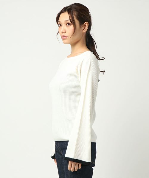 KOBE LETTUCE（コウベレタス）の「ワードローブに加えたい着回し力バツグンの優秀item！ヘム配色ワイドスリーブニットトップス/レディース/セーター/長袖[C3017]神戸レタス（ニット/セーター・レディース・サックスブルー/ピンク/ホワイト系その他/ブラック系その他/ベージュ系その他/ピンク系その他・FREE）」の8枚目の写真