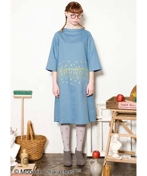 MOOMIN Ivana Helsinki ムーミン柄　半袖ワンピース ブルー Moomin by Ivana Helsinki ワンピース - メルカリ