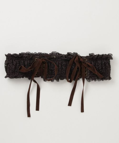 axes femme（アクシーズファム）の「Ｗレースアップレースベルト（ベルト・レディース・ブラック/ブラウン/キナリ・MEDIUM）」の3枚目の写真