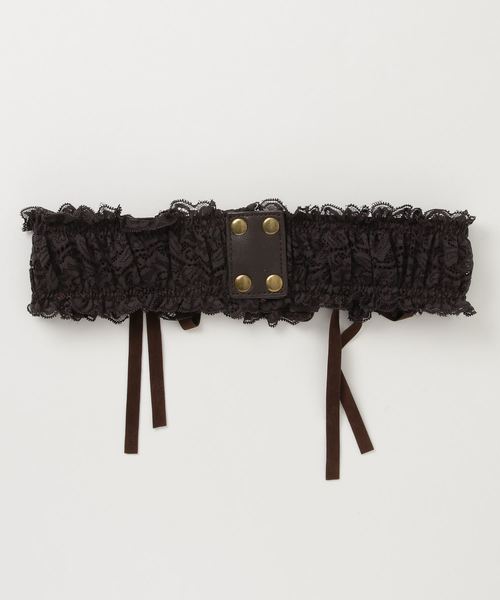 axes femme（アクシーズファム）の「Ｗレースアップレースベルト（ベルト・レディース・ブラック/ブラウン/キナリ・MEDIUM）」の4枚目の写真