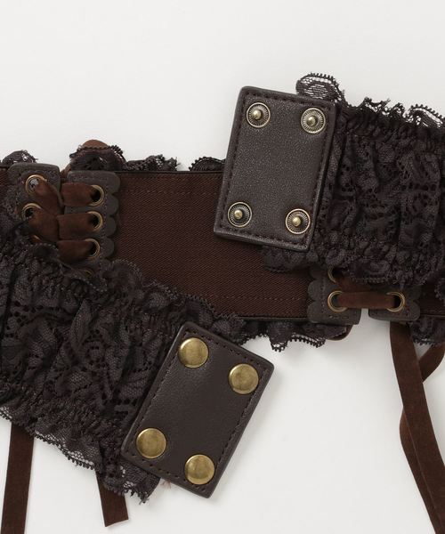 axes femme（アクシーズファム）の「Ｗレースアップレースベルト（ベルト・レディース・ブラック/ブラウン/キナリ・MEDIUM）」の5枚目の写真