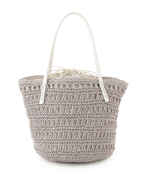 ROPE' PICNIC（ロペピクニック）の「透かしライナー巾着ペーパートートバッグ（かごバッグ・レディース・ライトグレー/ブラウン/ホワイト系その他6・FREE）」の2枚目の写真