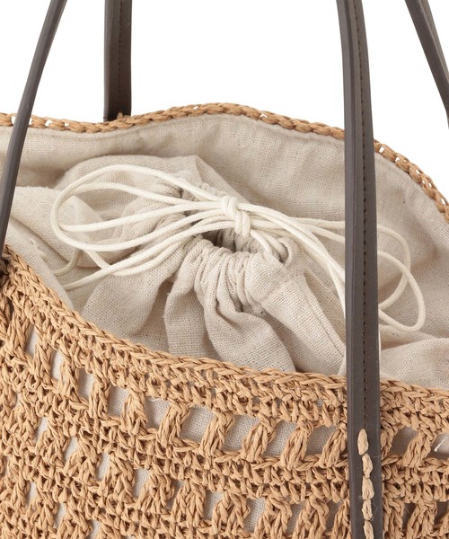 ROPE' PICNIC（ロペピクニック）の「透かしライナー巾着ペーパートートバッグ（かごバッグ・レディース・ライトグレー/ブラウン/ホワイト系その他6・FREE）」の6枚目の写真