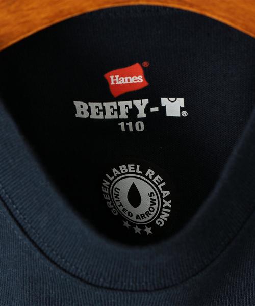 HANES（ヘインズ）の「【キッズ】〔別注〕Hanes（ヘインズ）BEEFY 2P Tシャツ（Tシャツ/カットソー・キッズ・オリーブ/ネイビー/ブラック・110cm/100cm/130cm/120cm）」の10枚目の写真