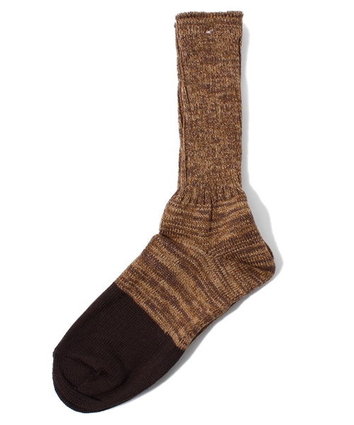 Denime(ドゥニーム)の「パネルMIXクルーソックス(ソックス/靴下・メンズ・ブラウン/ネイビー/オレンジ/ワイン・FREE)」の2枚目の写真