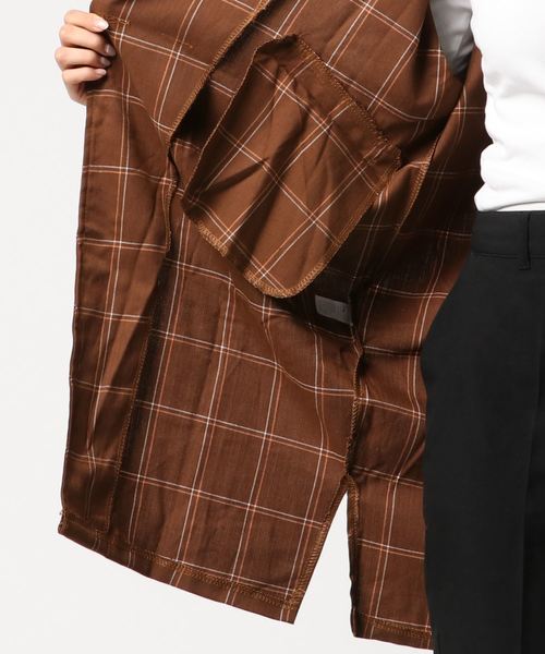 STYLEBLOCK（スタイルブロック）の「グラフチェックチェスターコート（チェスターコート・レディース・ネイビー/キャメル・FREE）」の4枚目の写真