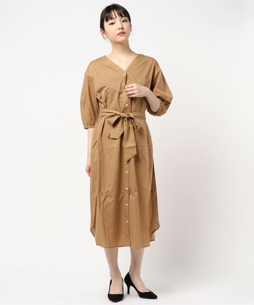 DISCOAT（ディスコート）の「キュームコアVネック前開きワンピース（ワンピース・レディース・ネイビー/オフホワイト/サンドベージュ/バイオレット・FREE）」の15枚目の写真