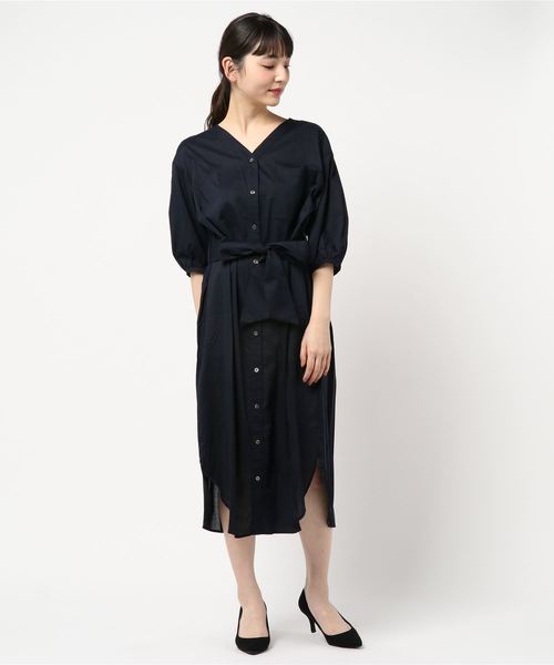 DISCOAT（ディスコート）の「キュームコアVネック前開きワンピース（ワンピース・レディース・ネイビー/オフホワイト/サンドベージュ/バイオレット・FREE）」の14枚目の写真