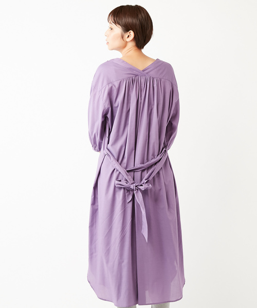 DISCOAT（ディスコート）の「キュームコアVネック前開きワンピース（ワンピース・レディース・ネイビー/オフホワイト/サンドベージュ/バイオレット・FREE）」の11枚目の写真