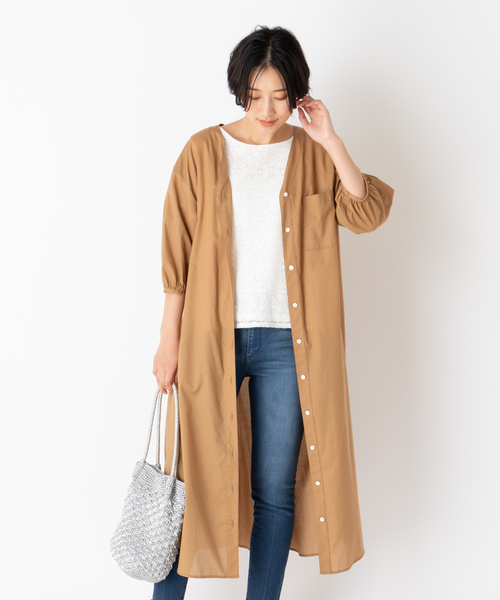 DISCOAT（ディスコート）の「キュームコアVネック前開きワンピース（ワンピース・レディース・ネイビー/オフホワイト/サンドベージュ/バイオレット・FREE）」の21枚目の写真