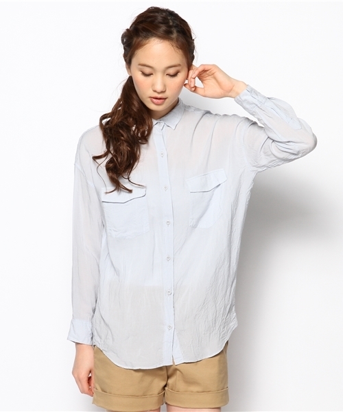 Liesse（リエス）の「テンセルローンシャツ【HERS4月号】【Steady4月号】【Marisol4月号】（シャツ/ブラウス・レディース・アッシュ/セージグリーン/スモークピンク・9）」の2枚目の写真