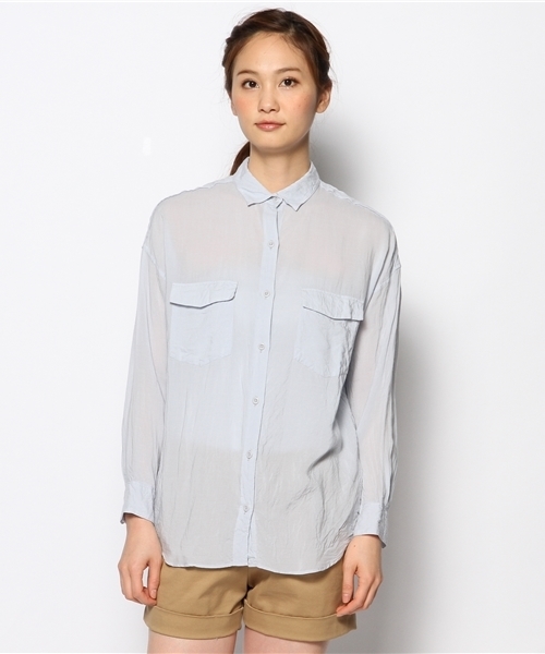 Liesse（リエス）の「テンセルローンシャツ【HERS4月号】【Steady4月号】【Marisol4月号】（シャツ/ブラウス・レディース・アッシュ/セージグリーン/スモークピンク・9）」の4枚目の写真