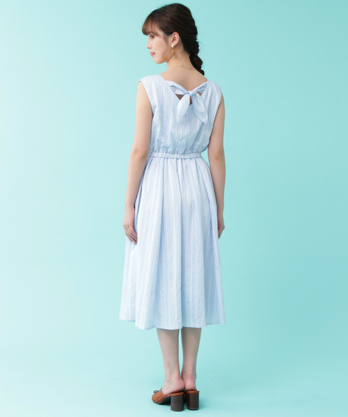 JILL by JILL STUART（ジルバイジルスチュアート）の「◆バックリボンボイルワンピ（ワンピース・レディース・ホワイト/パープル/ブルー・FREE）」の4枚目の写真