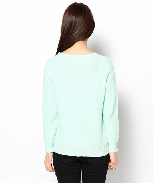 BEAMS LIGHTS Women's(ビームスライツ ウィメンズ)の「○BEAMS LIGHTS / 畦編コットンニット プルオーバー(ニット/セーター・レディース・オフホワイト/ミント/ネイビー・ONE SIZE)」の6枚目の写真