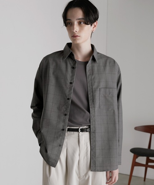 オーバーサイズTRストレッチレギュラーカラーシャツ L/S MONO