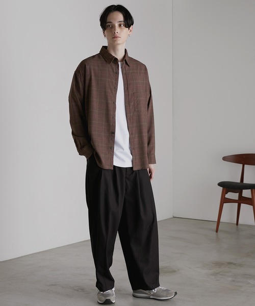 オーバーサイズTRストレッチレギュラーカラーシャツ L/S MONO