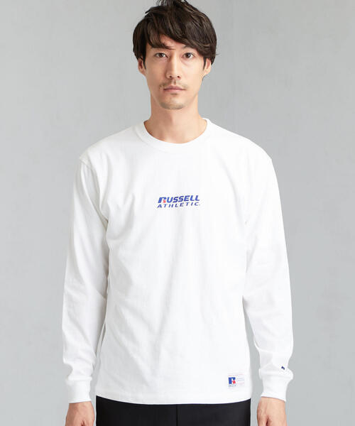 Russell Athletic（ラッセルアスレティック）の「別注［ラッセルアスレチック］RUSSELL ATHLETIC センターロゴ ロンT / カットソー（Tシャツ/カットソー・メンズ・ブラック/ネイビー/ホワイト・S/M/L）」の15枚目の写真