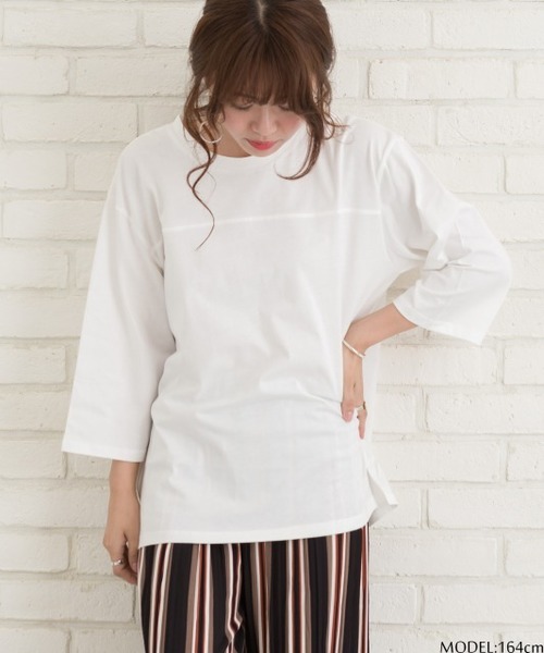 SpRay(スプレイ)の「フットボールTシャツ(Tシャツ/カットソー・レディース・ブラック/オフホワイト/グリーン/モカ・FREE)」の2枚目の写真