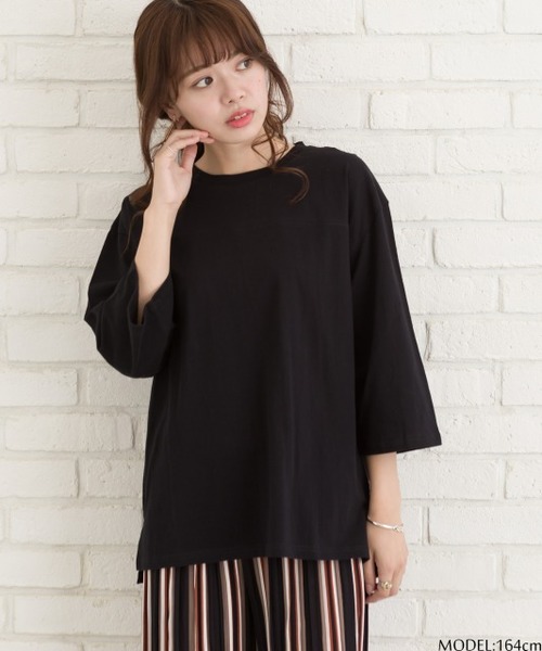 SpRay(スプレイ)の「フットボールTシャツ(Tシャツ/カットソー・レディース・ブラック/オフホワイト/グリーン/モカ・FREE)」の3枚目の写真