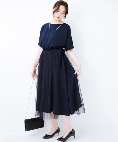 セール 結婚式や二次会に便利 チュールと重ねて華やか見えが叶うフォーマルワンピースと重ねスカートセット ワンピース Haco ハコ のファッション通販 Zozotown